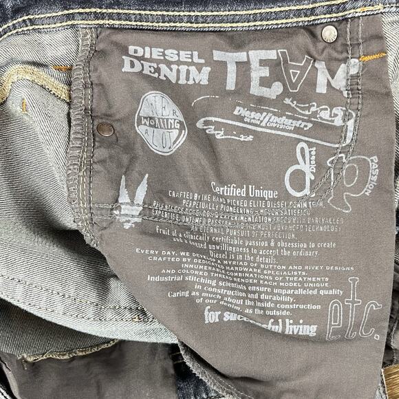 Diesel Safado Jeans Mens 31x30 Medium Wash Distressed Slim Straight Button Fly - Picture 8 of 16